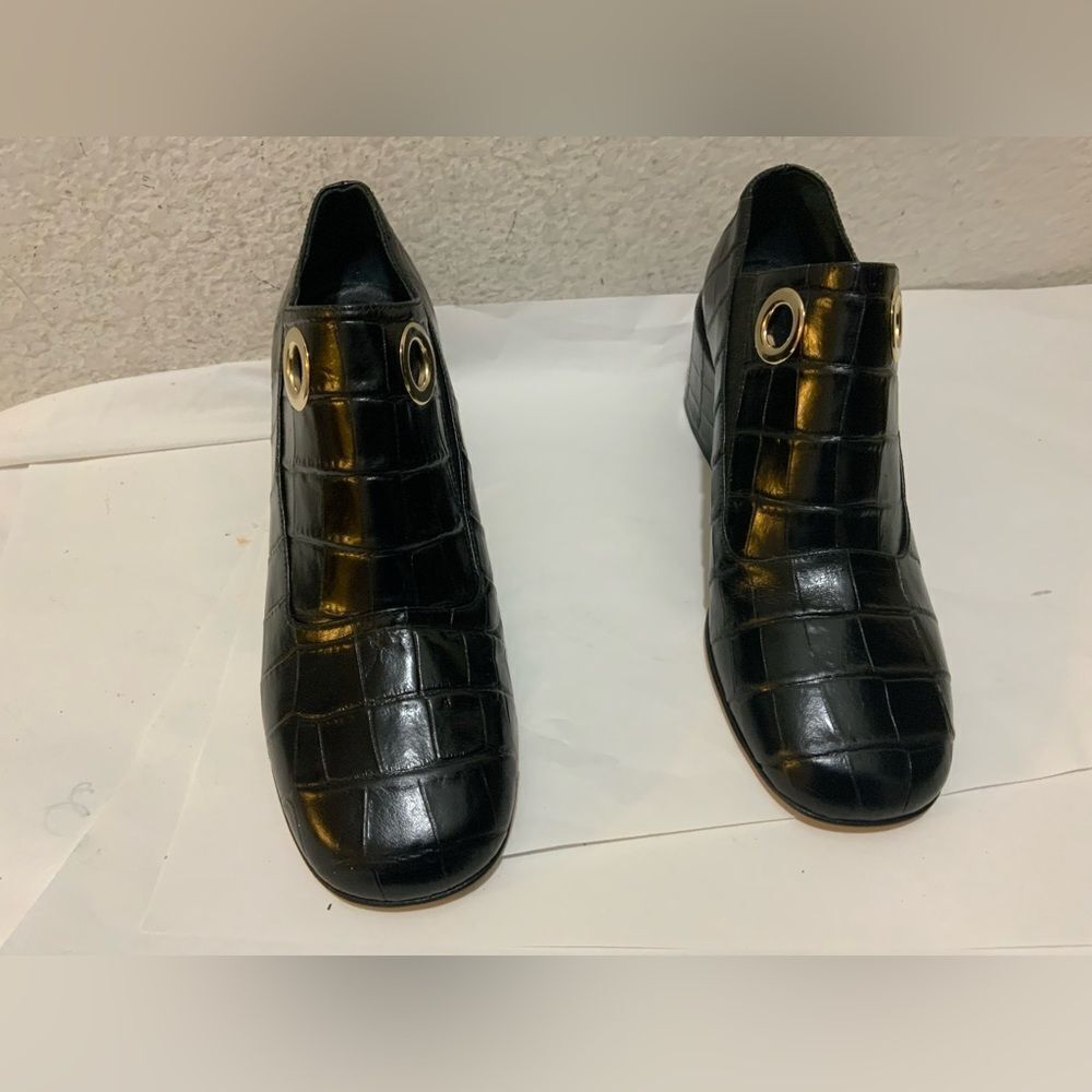 New Tibi Marlow Women's 7 EU 37 Black Croc Embossed Leather Italy